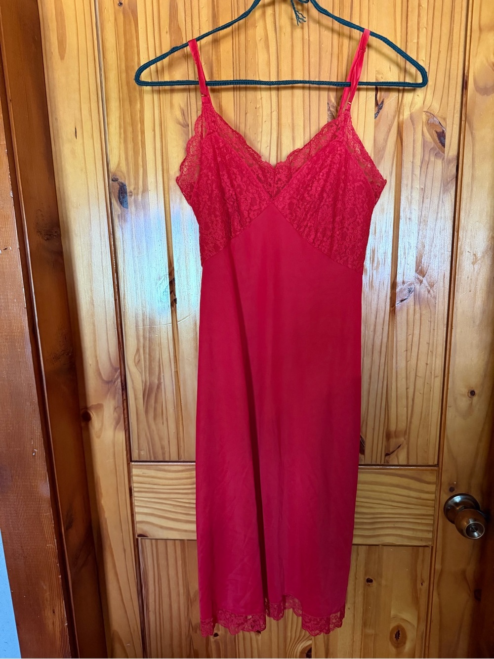 Vintage Red Slip with Lace Trim